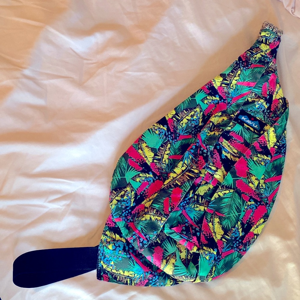 KAVU Tropical Bright Palms Beach Travel Hiking Sling Backpack